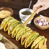 4 Pcs Bamboo Taco Holder with Tong Bamboo Taco Tray