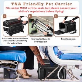 Cozy Cruiser Airline Approved Top-Expanding Pet Carrier on Wheels- Extra Spacious Soft Lined Carrier! 18x11x11 (Black, Expanding Sides)