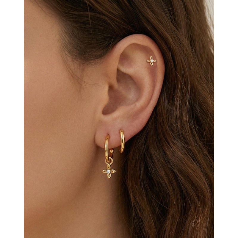 BSGRL Hoop Earrings for Women - 14k Gold Plated Cute
