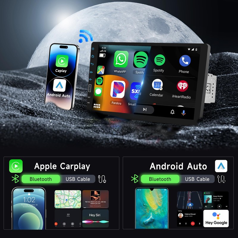 9 inch Single Din Car Stereo Touch Screen Wireless Carplay