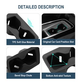 2023-2025 2026 ID.4 Center Console Cup Holder for 2026 VW ID.4 Accessories TPE Material Cupholder Coaster Liner Compatible with 2023 2024 2025 2026 VW ID.4 Standard/Pro/Pro S(Not for ID.Buzz)