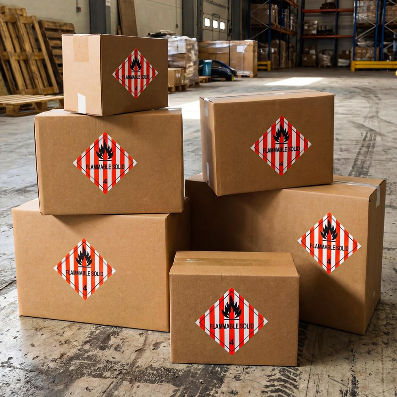 Affrolling 500 Pcs Hazard Class 4 Flammable Solid Labels -