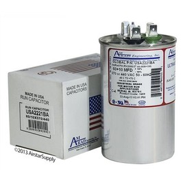 USA Made Replacement - 60 + 10 uf/Mfd Round Dual Universal Run Capacitor Replacement Amrad USA2221BA Replacement - Used for 370 or 440 VAC