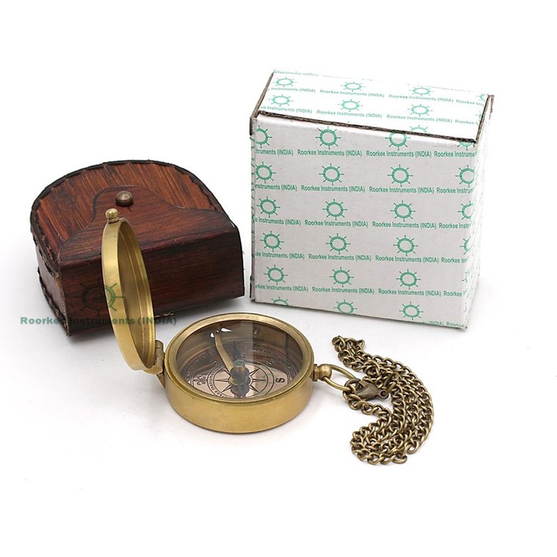 RII Pocket Brass Compass, Nautical Navy Compass for Camping, Travelling,