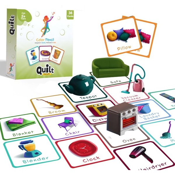 Color Pencil Quilt Flashcards: Educational Game for Toddlers to Learn