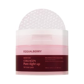 EQQUALBERRY Collagen Pore-Tight Up Gel Toner Pads – Korean Pore-Tightening Toner with Deep Absorption Collagen, Hydrating & Firming Formula, 4.73 FL.OZ. (140ml) / 60 Pads