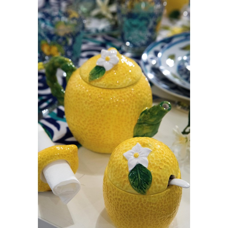 Excelsa Amalfi Ceramic Sugar Bowl with Spoon