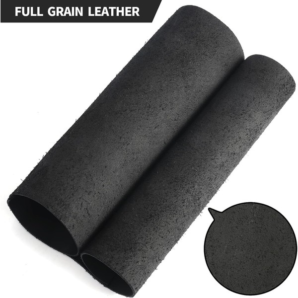 2 Pack Combo of 6"x12"' (1mm - 1.5mm) Bovine Leather Sheet for Small Bags Pouches Wallet Cardholder Earrings Bracelets & Keychains | Vegetable-Tanned by LWG Certified Tanneries | Jet Black (2)