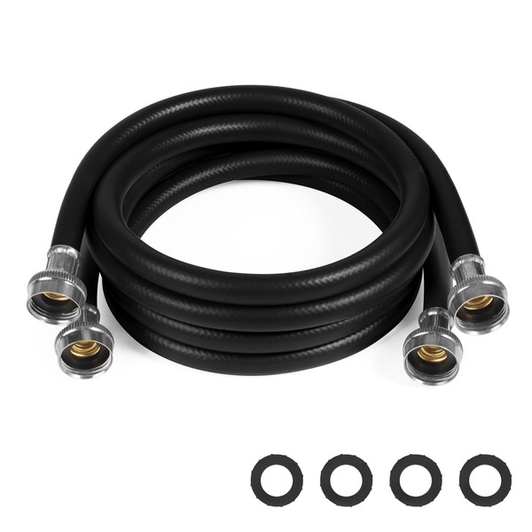 Premium Black Rubber Washing Machine Hoses Universal Fit to Hot
