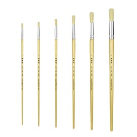 XDT#582 Round Tip Artist Paint Brush 6 Piece Set Medium Stiff Hog Bristle Extra Long Handle #1#3#5#7#9#11, Best Brush for Painting Oil Acrylic Watercolor On Canvas