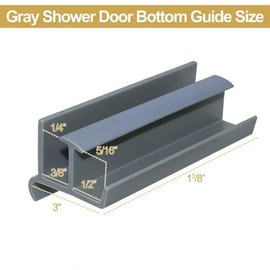 Gray Sliding Shower Door Bottom Guide for 3" Long x 1-3/8" Wide Glass Sliding Shower Doors, Sliding Shower Door Bottom Track Fits Glass Thickness: 5/16" and 1/4" (1 Pack)
