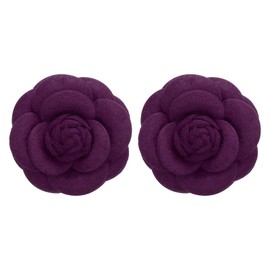 PATIKIL Camellia Fabric Pin, 2 Pcs Flower Brooch Artificial Flowers Brooches for Women Girls Cloth Wedding Party Decor Accessories Jewelry Gift, Purple