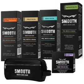 SMOOTH Kit Facial Antiedad para Hombre, Rutina Día y Noche, Reduce Ojeras y Líneas de Expresión