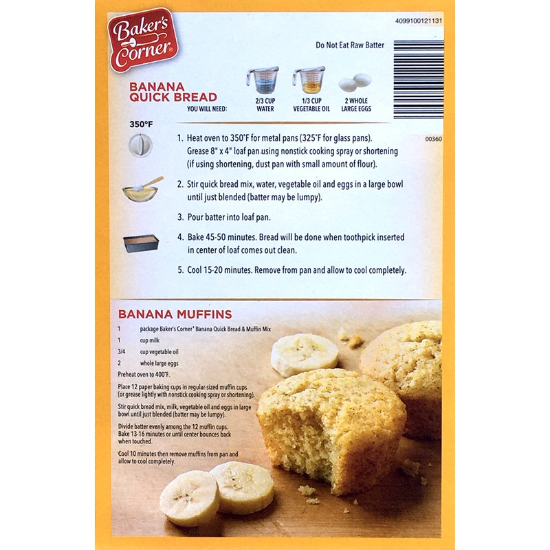 Baker’s Corner Banana Quick Bread and Muffin Mix, 13 oz