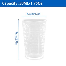 Modixun 4Pcs Silicone Resin Measuring Cups, Thick Silicone Mixing Pouring Cups with 3 Measurement Units, Non-Stick Silicone Mixing Cups for Epoxy Resin, 50ml
