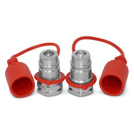 Summit Hydraulics 2 Pack - 1/2" Ag ISO 5675 Hydraulic Quick Connect Male Coupler, Poppet Valve, 1/2" NPT