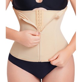 MERYOSZ Waist Trainer Corset Zipper Tummy Control Shapewear Breathable Waist Cincher for Women Body Shaper Sport Girdle (Beige,S)