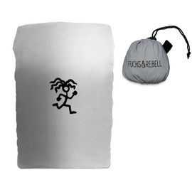FUCHS & REBELL® Reflective + Waterproof Rain Cover for Backpacks, School Bags, Backpack, School Backpack - Foldable with Integrated Storage Bag (Grey - Fully Reflective)