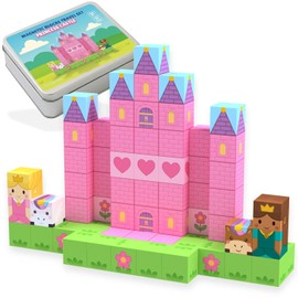 Magnetic Blocks Travel Set 70PCS - Princess Castle Building Blocks, Travel Toys for Toddlers Ages 3-5, On The Go Toys for Kids Ages 4-8, Mini Magnetic Cubes for Car, Airplane & Restaurant Activities