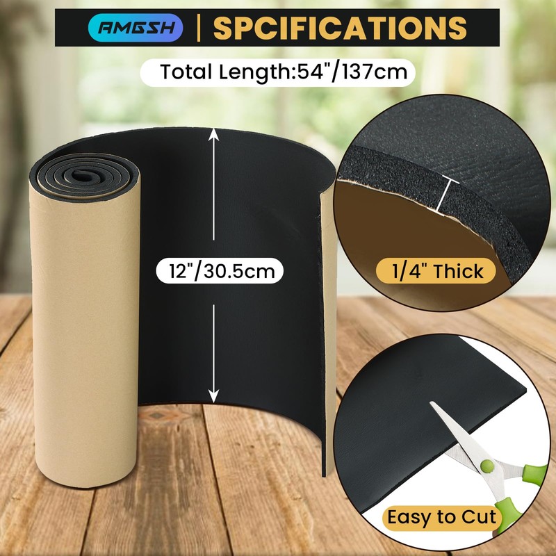 AMGSH Sponge Neoprene with Adhesive Foam Rubber Sheet, 1/4" T