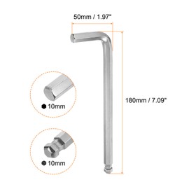 QUARKZMAN Ball Head Allen Key 10 mm L Shape Long Arm Hex Key Metric Wrench Made of Chrome Vanadium Steel Repair Tool for Home Repairs