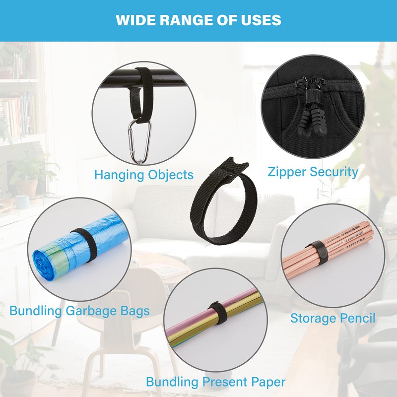 100 Pcs 10-Inch Heavy-Duty Self-Fastening Cable Ties - Durable, Reusable