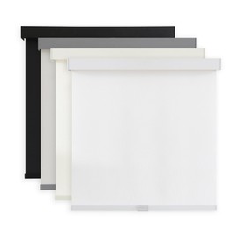 AOSKY Light Filtering Roller Shades Cordless Blinds for Windows, Free-Stop Shades with Valance, 99% Blackout, Thermal Insulated Fabric, UV Protection, Natural Woven Blinds（20" W x 72" H, White）