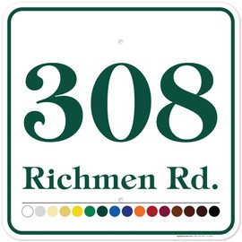 House Address Sign, House Number Plaque, 18x18 Inch, .063 Aluminum, 16 Font Colors, 20 Font Styles, Reflective Option, USA Made by My Sign Center (Simple - Contour)