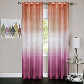 Achim Home Furnishings, Pink Rainbow Grommet Window Curtain Panel, 52 by 84", 52 x 84