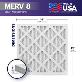 BNX TruFilter 20x25x1 Air Filter MERV 8 (6-Pack) - MADE IN USA – Dust & Pet Defense Electrostatic Pleated Air Conditioner HVAC AC Furnace Filters for Dust, Pet, Mold, Pollen MPR 600 – 700 & FPR 5