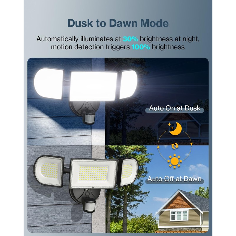 Olafus 180W Motion Sensor Outdoor Lights, 18000lm Dusk to Dawn