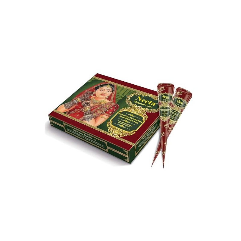 Henna Cone Temporary Tattoo Paste, Mehendi Body Art, 20g, 12-Pack