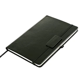 Kesote A5 Cuaderno con Cubierta Dura Libreta Negra con Banda de Goma 200 Páginas Notebook con Bolsillo Interior