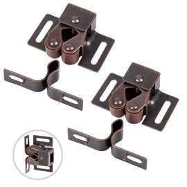 2 Pack Cabinet Latch Double Roller Catch for Cupboard Closet Cabinet Door Latches and Catches, Bronze