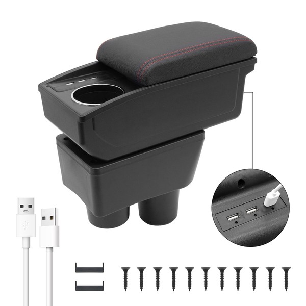 YJYWZH Car Armrest Storage Box for Nissan Almera Versa 2012-2019,Double