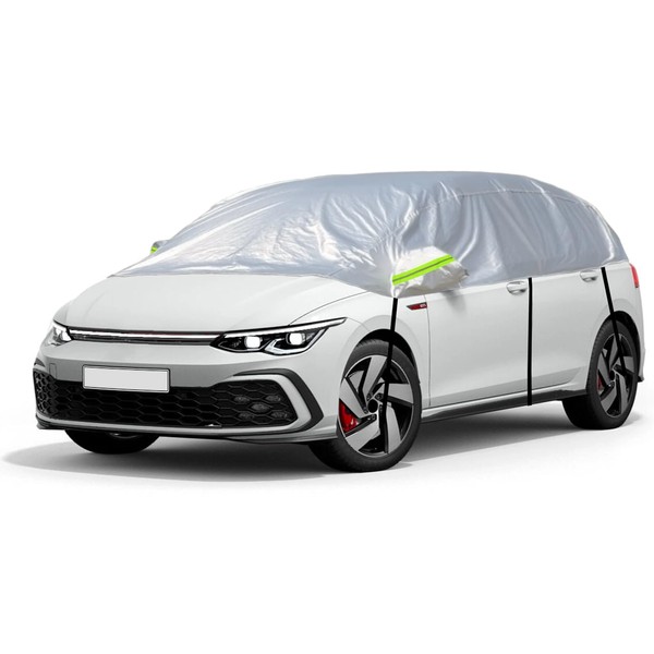 CICMOD Half Car Cover Universal Silver Windscreen Side Window Snow