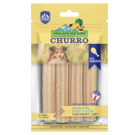 Himalayan Dog Chew Churro Yak Cheese Dog Chews, 100% Natural, Long Lasting, Gluten Free, Healthy & Safe Dog Treats, Lactose & Grain Free, Protein Rich, For All Breeds, Soft, Chicken Flavor, 4 Pack
