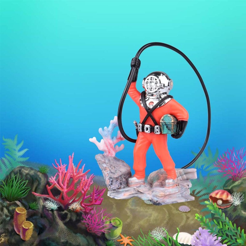 Wolfride Fish Tank Bubbler Decorations Aquarium Diver Ornament Scuba Diving