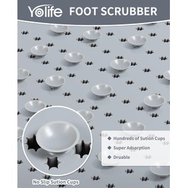 Yolife Shower Foot Scrubber Mat, Anti-Slip Bath Mat with Scrub Bristles, Soft Shower Foot Massager with Strong Suction Cups for Soothe Achy Feet, 25.6" x 13.4"