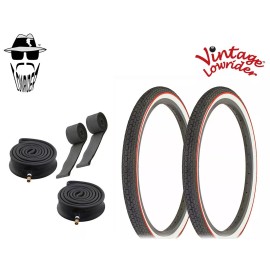Vintage Lowrider Vtg LOWRIDER 20 X 1.75 WHITEWALL RED LINE BICYCLE TIRES BRICK HEAVYDUTY 6PC SET