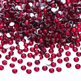 Meibite Siam Flatback Rhinestones, Glass Rhinestones for Nail Art and Craft, Glue Fix, Loose Crystal Gemstones(Siam, SS10, 2880pcs, 2.7-2.8mm)