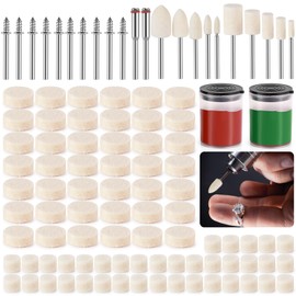 154Pcs Polishing Buffing Wheel, Metal Polishing Kit, Wool Felt Polishing Wheel with 1/8" Shank, Wool Polishing Buffing Wheel Set Polishing Kit, Wool Felt Mounted, Rotary Accessory