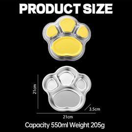 dancepandas Baby Plate, Baby Crockery with Suction Cups, Non-Slip Baby Plate Bowl, 304 Stainless Steel Suction Cup, Safe, Hygienic and Easy to Clean for Home Nursery (Cat Paw)