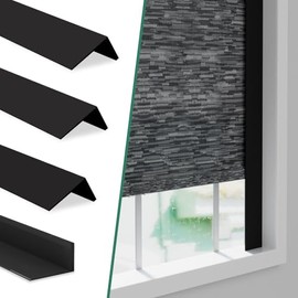 Tiras de bloqueo de luz para persianas y cortinas, 100% Bloqueador de luz de PVC con carriles laterales para persianas, Bloqueador de luz para ventanas de dormitorio (Negro, 147 cm, 4 piezas)