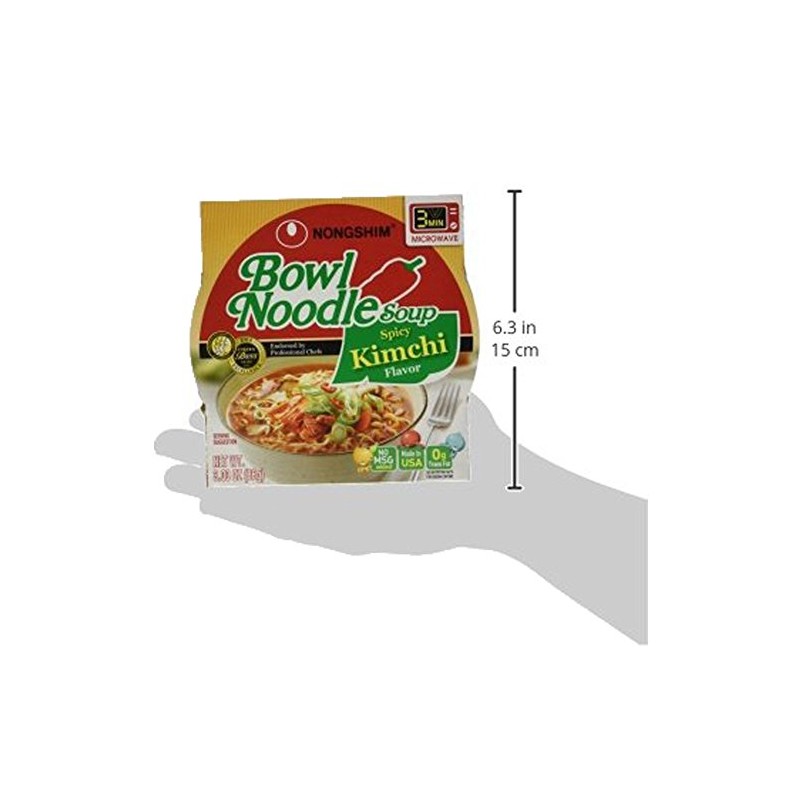 Nongshim Bowl Noodle Soup, Spicy Kimchi, 3.03 Ounce (Pack of