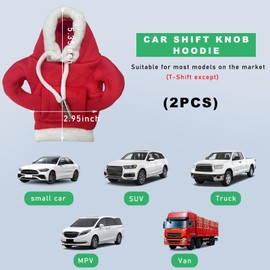 Kewucn Car Shift Knob Hoodie, Funny Shirt Sweater Gear Shift Knob, Auto Shifter Stick Protector Cover, Universal Interior Vehicle Decor Accessories for Women Men (Christmas Red)
