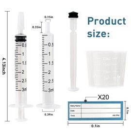 3ml Colostrum Syringes, 100 Set Colostrum Collector kit Include 100 3ml Colostrum Syringe with Cap, Sticker, Clear ziplock Bag and a Measuring Cup