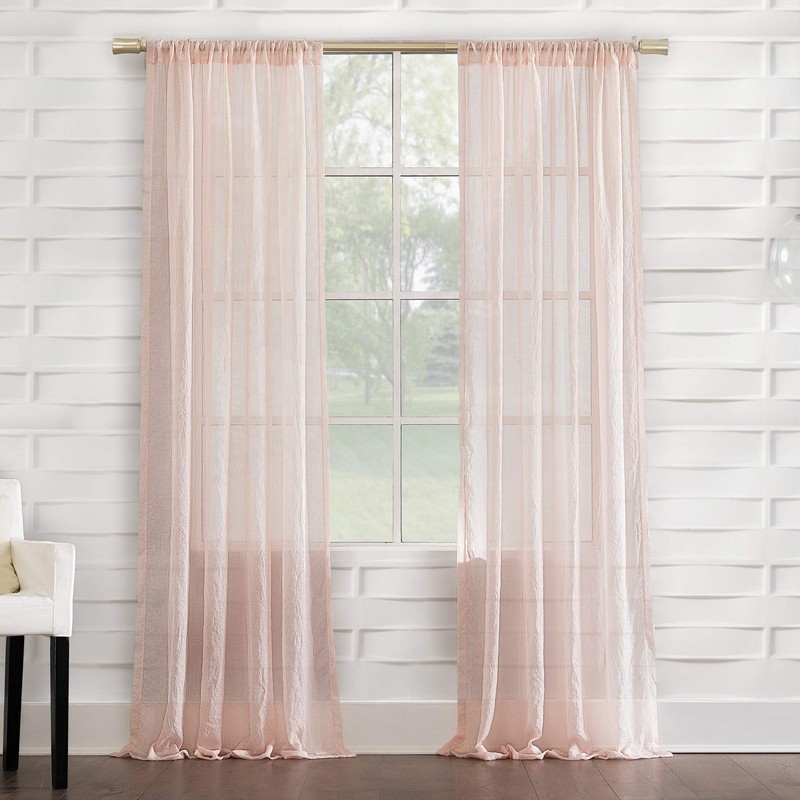 No. 918 Tayla Crushed Texture Semi-Sheer Rod Pocket Curtain Panel,