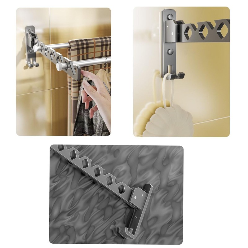 Baitang Foldable Clothes Hanger, Coat Hook, Aluminium Alloy Hook, Wall