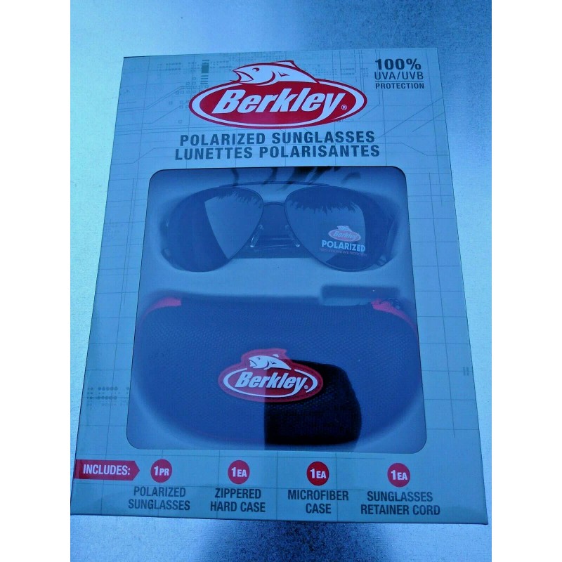 Berkeley Polarized Sunglasses Zipped Hard Case Microfiber Case Retainer Cord